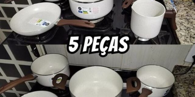 Jogo De Panelas 5 Peças Ceramic Life Vanilla Brinox