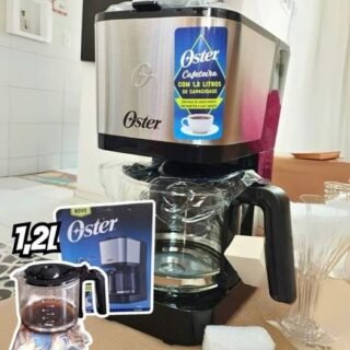 Cafeteira Oster Inox, 1,2L, 110V, Preto/Inox, 750W, OCAF600