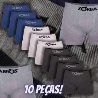 Kit Com 10 Cuecas Boxer Algodão Sem Costura Zorba