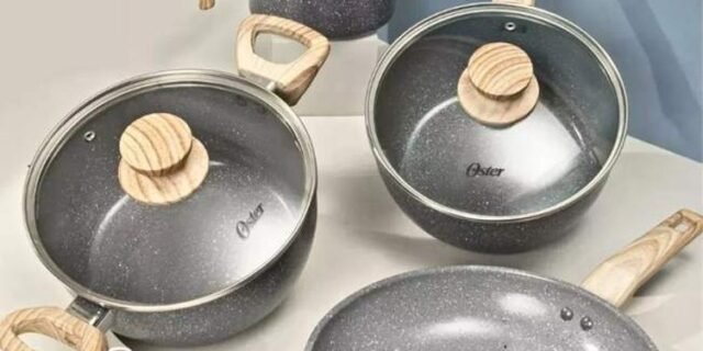 Jogo De Panelas Oster 4 Peças Marble Indução Revest Cerâmico