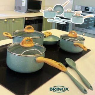 Brinox – Jogo de Panelas 6 Peças com Fundo de Indução Ceramic Life Botanika