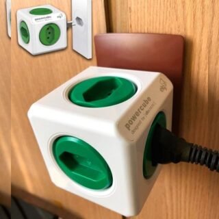 Multiplicador 5 Tomadas Bivolt – PowerCube ELG – PWC-R5, Verde e Branco