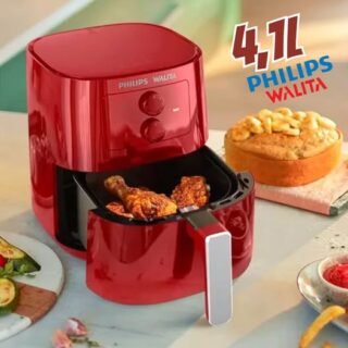 Walita, Air Fryer, RI9201/41, Fritadeira Série 3000, Philips, com 4.1L de capacidade, Vermelha, 1400W