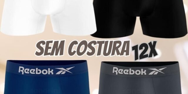 Kit 12 Cuecas Boxer Masculina Sem Costura Microfibra Reebok