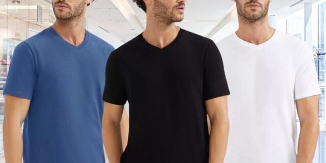 Kit Com 3 Camisetas Masculinas Básicas Slim Gola V Hering