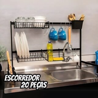 Cozinha Suspensa Modular Autosustentável Escorredor 20 Peças