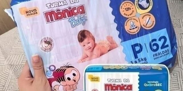 Fralda Turma Da Mônica Baby Mega P 62 Unidades
