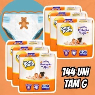Fralda Pom Pom Protek Proteção de Mãe Jumbo G 144 Unid ou XXG 108 Unid
