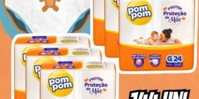 Fralda Pom Pom Protek Proteção de Mãe Jumbo G 144 Unid ou XXG 108 Unid