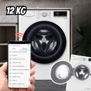 Lava e Seca LG 12kg Smart VC4 CV5012WC4 com Inteligência Artificial Água Quente e Fria Branca