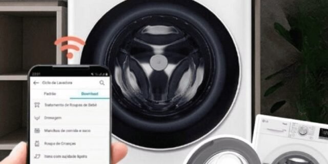 Lava e Seca LG 12kg Smart VC4 CV5012WC4 com Inteligência Artificial Água Quente e Fria Branca