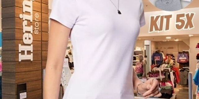 Kit Com 5 Camisetas Femininas Básicas Hering