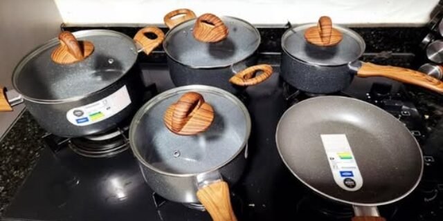 Jogo de Panelas Brinox Antiaderente Ceramic Life Smart Plus com Indução Granito – 5 Peças