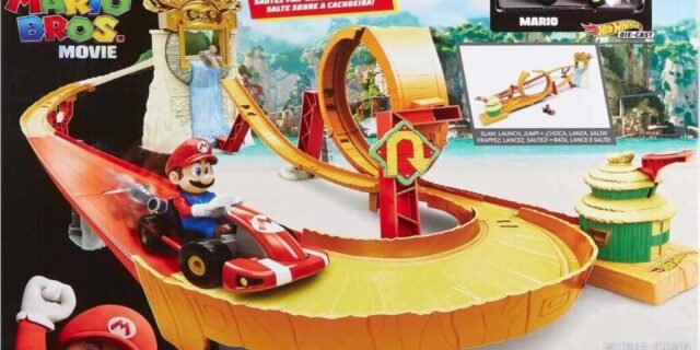 Hot Wheels, Pista de Brinquedo Mario Kart Corrida Na Selva com 1 Carrinho em Escala 1:64, Para crianças a partir de 5 anos