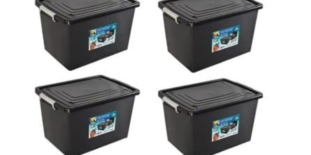 Kit 6 Caixas Organizadoras 56 Litros C/Tampa e Trava Preta 25793PM Arqplast