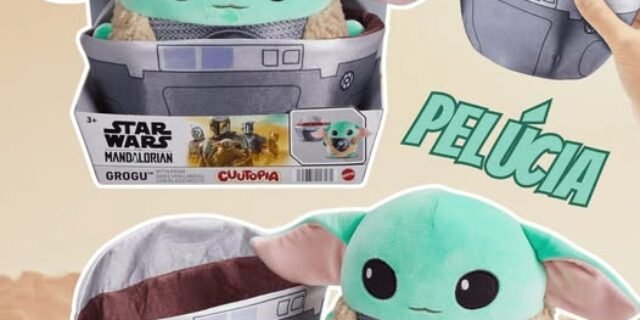 Star Wars, Pelúcia Grogu no Carrinho de Bebê, 17 cm de Altura