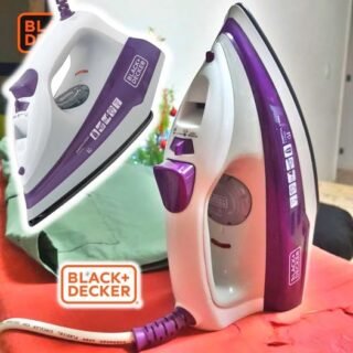 Black Decker Ferro de Passar Roupa, com Vaporizador, Base Antiaderente, Branco e Roxo, Modelo FX1000