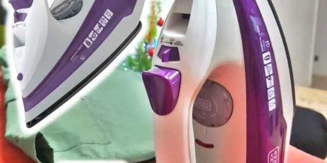 Black Decker Ferro de Passar Roupa, com Vaporizador, Base Antiaderente, Branco e Roxo, Modelo FX1000