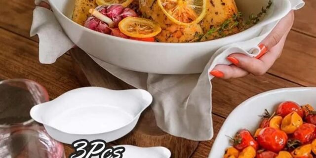 Conjunto de Assadeiras de Vidro Marinex – Opaline 3 Peças