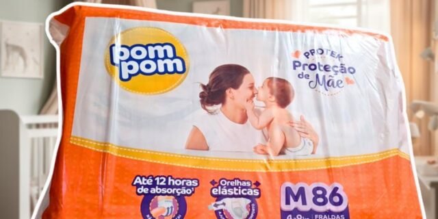 Fralda Pom Pom Protek Proteção de Mãe Hiper M 86 Unidades