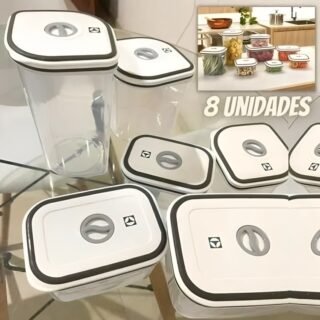 Kit Potes Plásticos Cinza 8 Unidades Electrolux