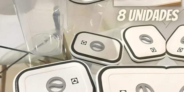 Kit Potes Plásticos Cinza 8 Unidades Electrolux