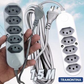Tramontina Extensão Múltipla 5 Tomadas 2P+T 10 A 250 V 1,5 m