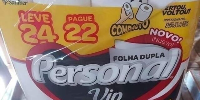 Personal VIP – Papel Higiênico Folha Dupla, Branco 24 unidades