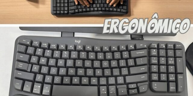 Teclado Ergonômico sem fio Logitech Wave Keys com Design Ondulado