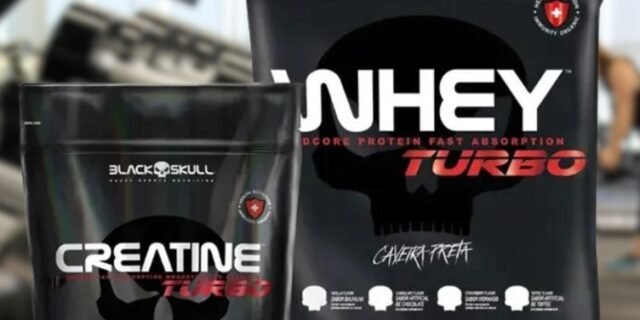 Combo de Suplementos Creatina Sem Sabor Refil 150g + Whey Protein Turbo 907 – Black Skull
