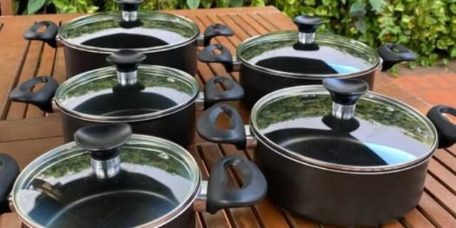 Jogo De Panelas 5 Pçs Antiaderente Tampa De Vidro