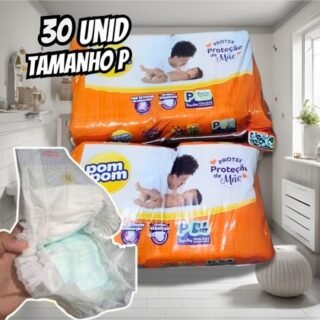 Fralda Pom Pom Protek Proteção de Mãe Jumbo P 30 Unidades