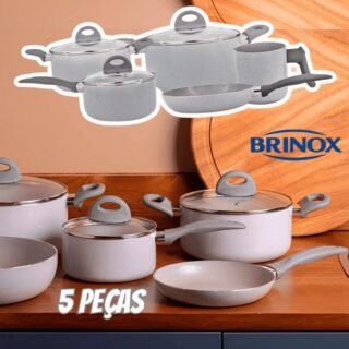 Jogo De Panelas Brinox Antiaderente Ceramic Life 5 Peças