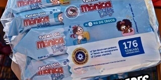 Kit Toalha Umedecida Hora Da Troca Turma Da Mônica 176 unidades
