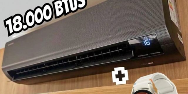 Ar Condicionado Sem Vento Samsung WindFree Black Frio 18.000 BTUs 220V e Galaxy Watch7 BT 40mm