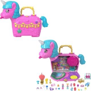 Polly Pocket, Conjunto de Brinquedo 35º Aniversário da Polly Dia Especial da Pinhata com 2 Microbonecas e 25 Acessórios, Para crianças a partir de 4 anos