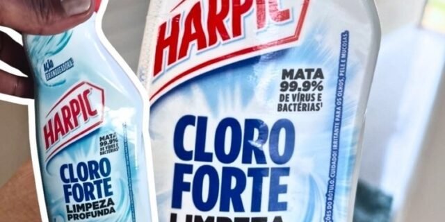 Harpic Cloro Forte – Desinfetante Sanitário Líquido Desodorizador, 200ml, Azul