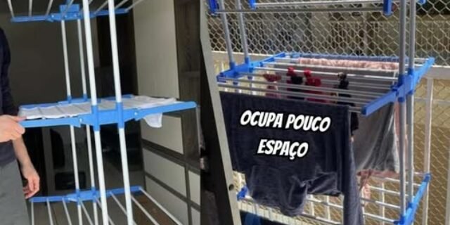 Varal De Chão Grande Varal De Roupas 3 Andares Dobrável