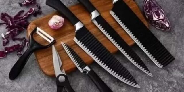 Kit Conjunto Jogo De Facas Antianderente Kit 6 Peças Chef Cozinha Aço Inoxidável Churrasco – Prime