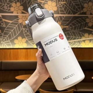 Garrafa Térmica De Grande Capacidade Em Aço Inoxidável 304 Com Canudo 1700ml