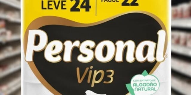 Personal Papel Higiênico Vip Folha Tripla, 24 Rolos De 20M