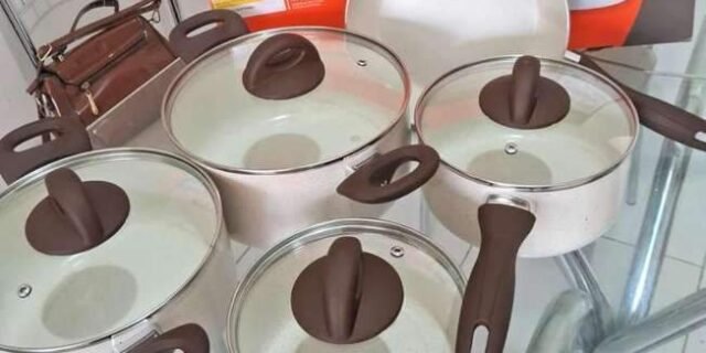 Jogo de Panelas 5 Peças Ceramic Life Granada com Fundo de Indução Brinox – Vanilla