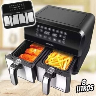 Fritadeira Air Fryer Dual Duplo Cesto 8L, Mondial, 2200W