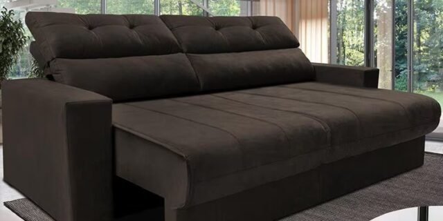Sofá 3 lugares Cama inBox Clean com assento Retrátil e encosto Reclinável