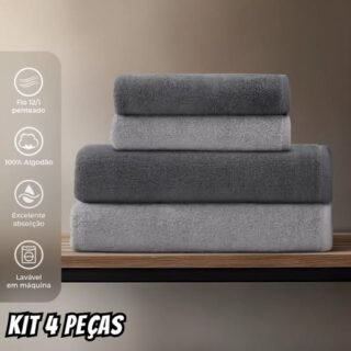 Jogo De Toalhas 100% Algodão Premium Decolab 4 Peças