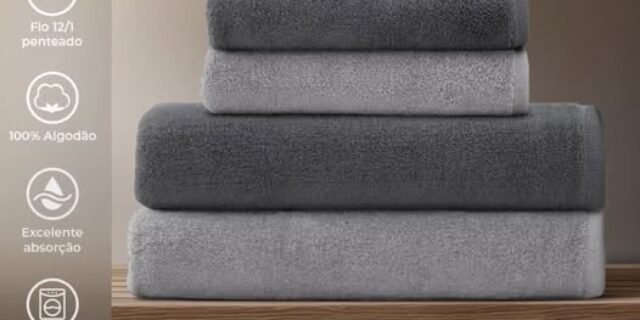 Jogo De Toalhas 100% Algodão Premium Decolab 4 Peças