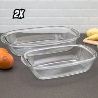 Conjunto de Assadeiras Marinex Quadrado de Vidro 2 Peças Com Alça 15220200943957