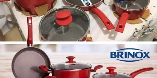 Jogo de Panelas 5 Peças Ceramic Life Optima com Fundo de Indução Brinox – Vermelho Carmin