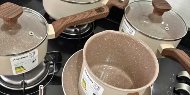 Jogo De Panelas Cook Crema Fundo Triplo Indução 5 Peças