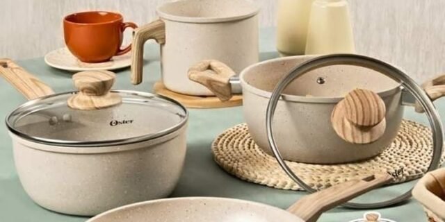 Conjunto de Panelas 4 Peças com Revestimento Cerâmico Antiaderente Marble Edition Cinza Dust Oster